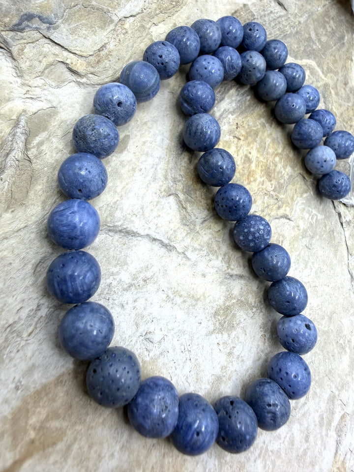 FRIDAY BARGAIN BUY Blue Sponge Coral 10mm Round Beads 15.5