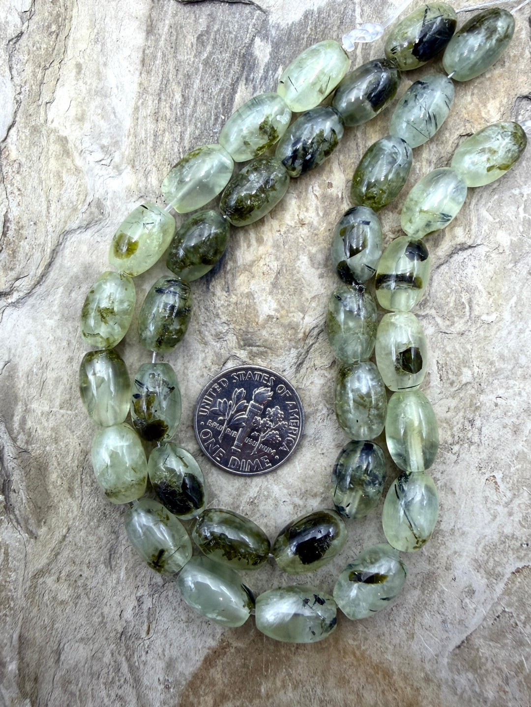 FRIDAY BARGAIN BUY LOT of 2 Prehnite 8x12mm Oval Beads 8