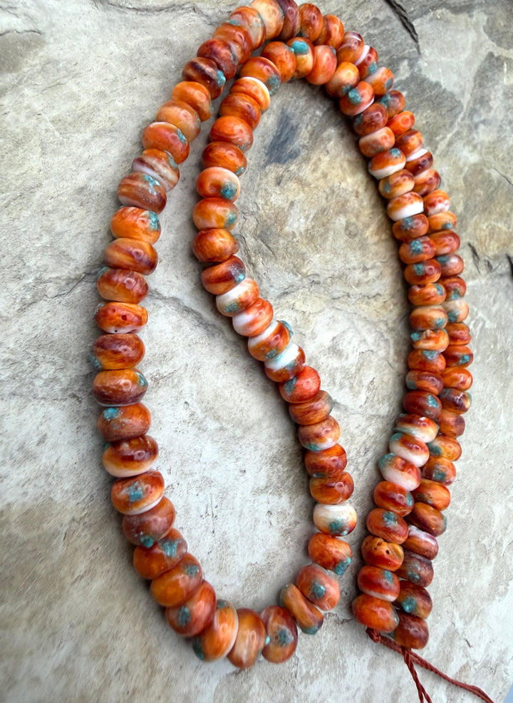 Friday Bargain Buy Orange Spiny Oyster with Turquoise Inlay