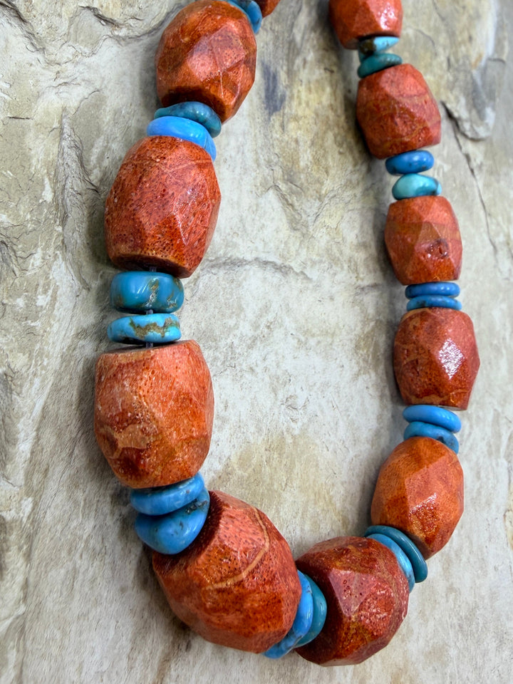 FRIDAY BARGAIN Chunky Apple Coral and Hubei Turquoise