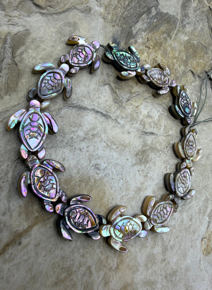 FRIDAY BARGAIN CLOSEOUT Black Mother Of Pearl Turtle Beads