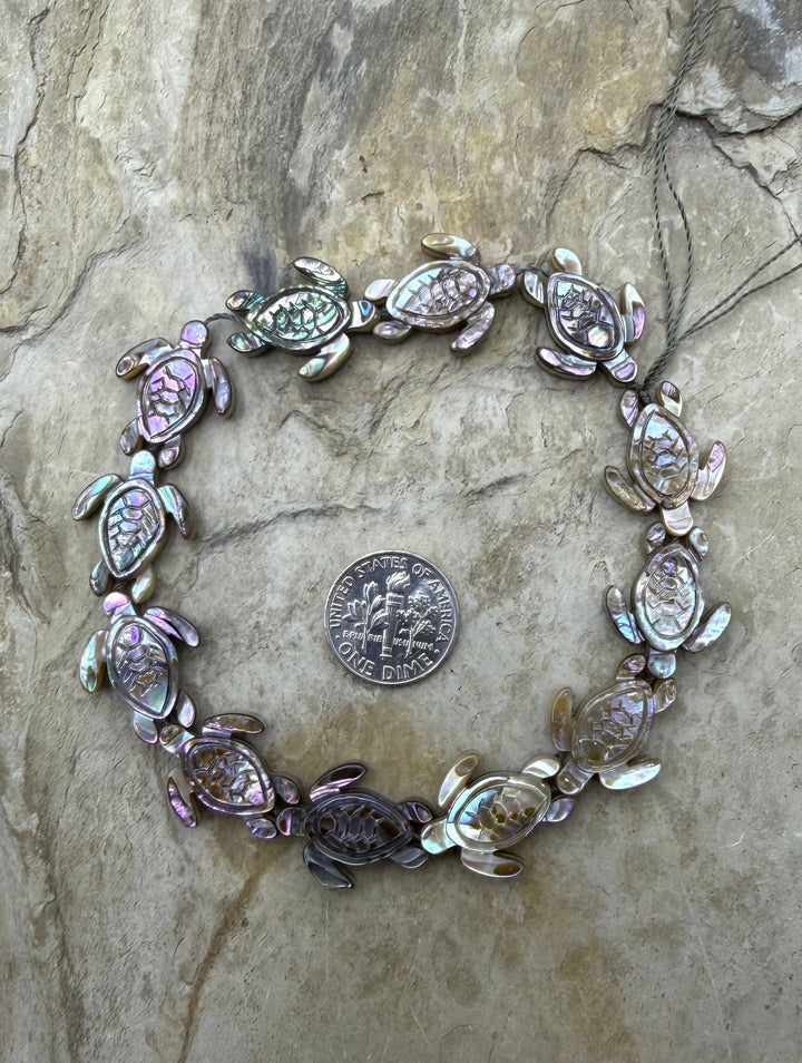 FRIDAY BARGAIN CLOSEOUT Black Mother Of Pearl Turtle Beads