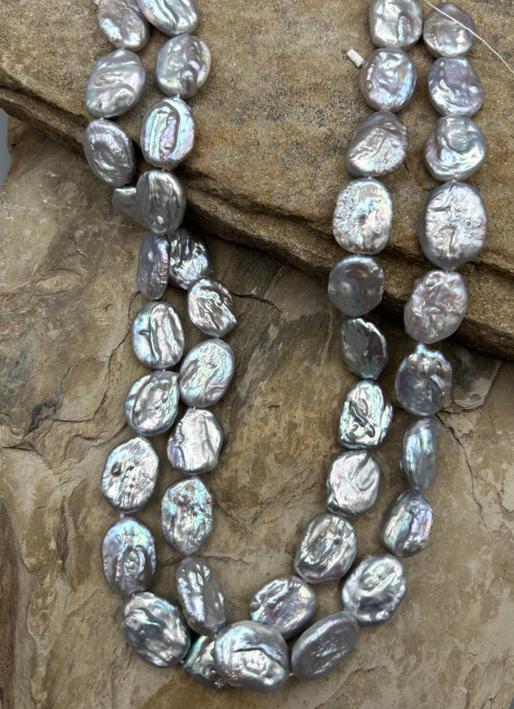 White Baroque Freshwater Coin Pearls 15-18mm 16 Inch
