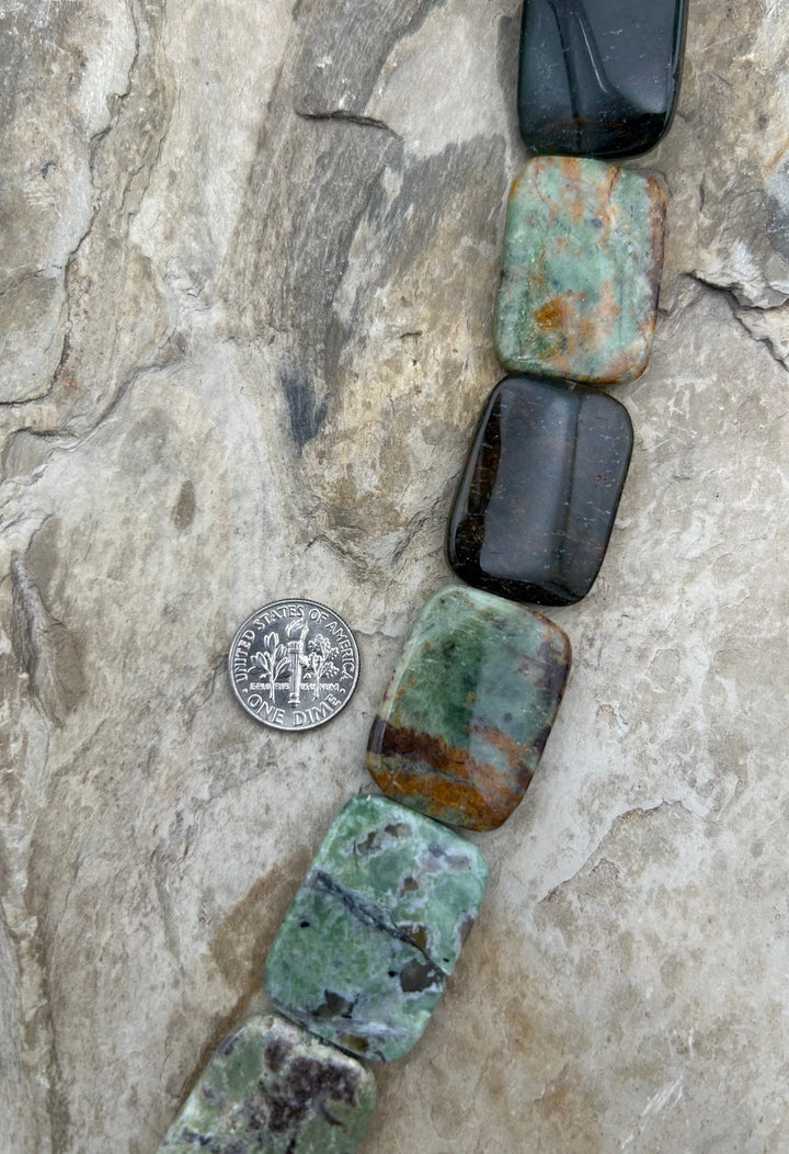 FRIDAY BARGAIN Green Opal (Mexico) Flat Rectangle Beads