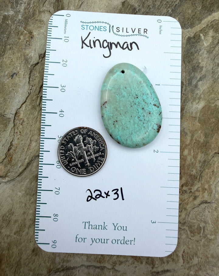 FRIDAY BARGAIN Kingman Turquoise Focal Pendant Bead 22x31mm
