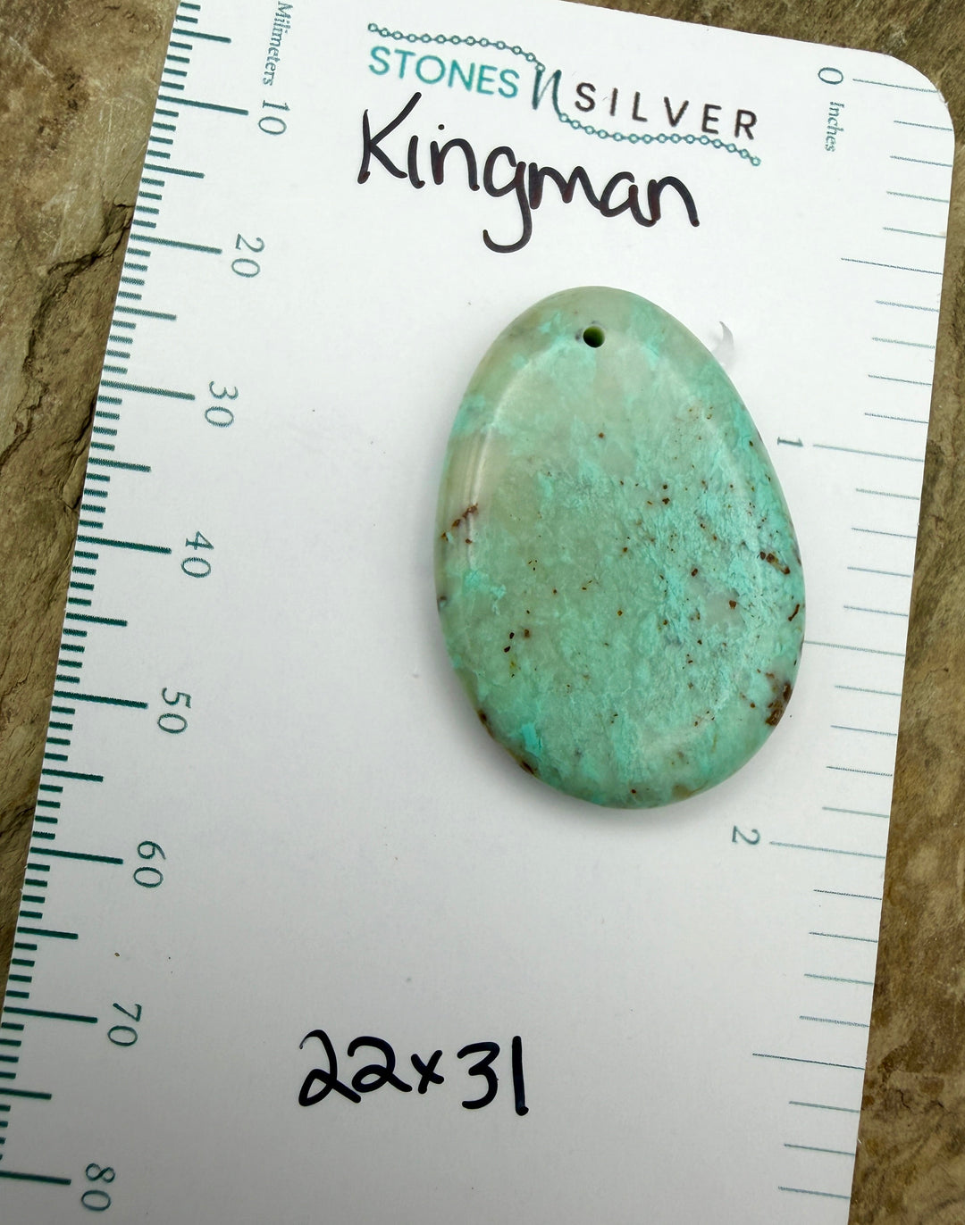 FRIDAY BARGAIN Kingman Turquoise Focal Pendant Bead 22x31mm