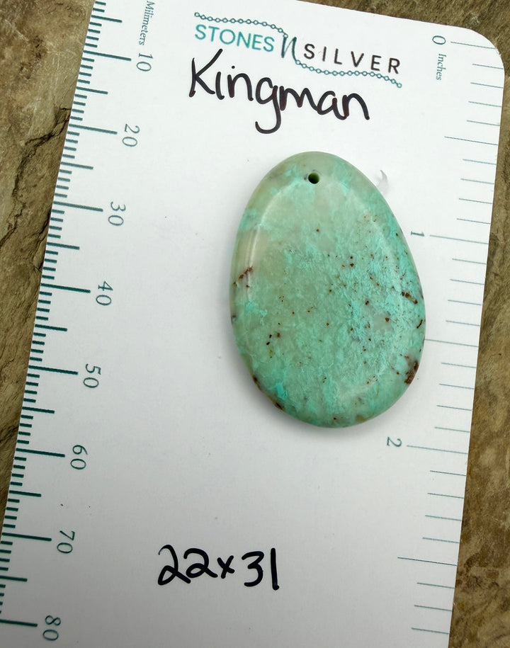 FRIDAY BARGAIN Kingman Turquoise Focal Pendant Bead 22x31mm