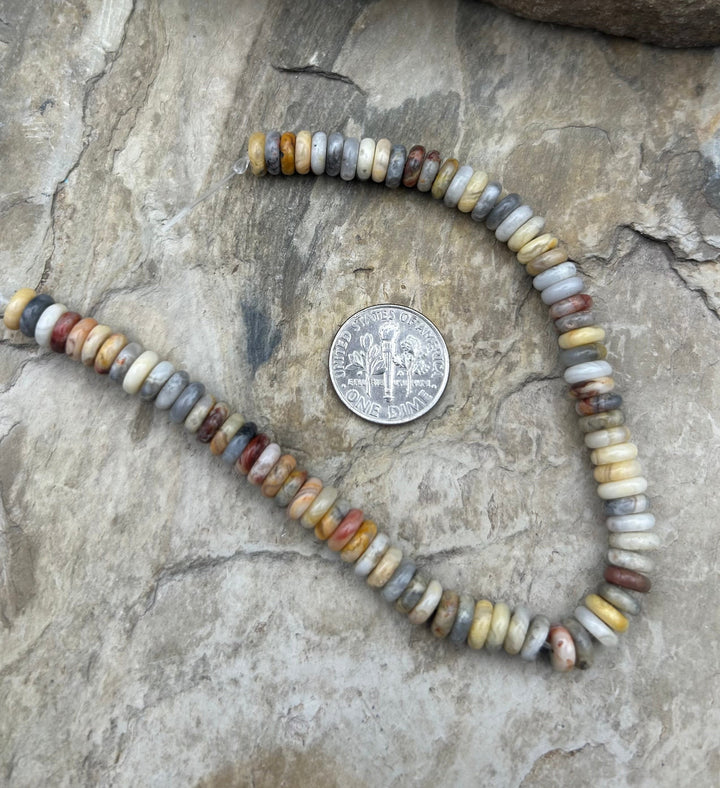FRIDAY BARGAIN Lace Agate Button Beads 6mm 7.5 inch strand