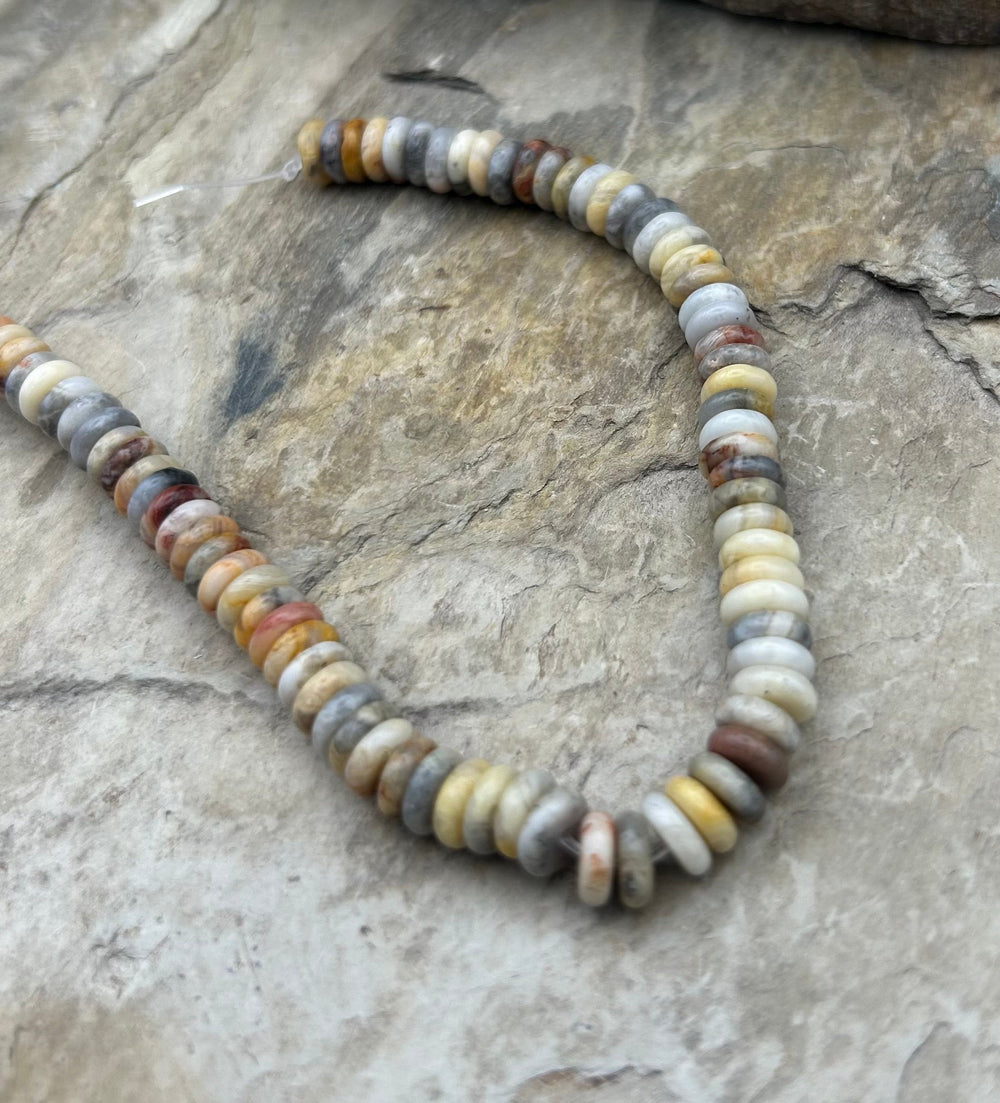 FRIDAY BARGAIN Lace Agate Button Beads 6mm 7.5 inch strand