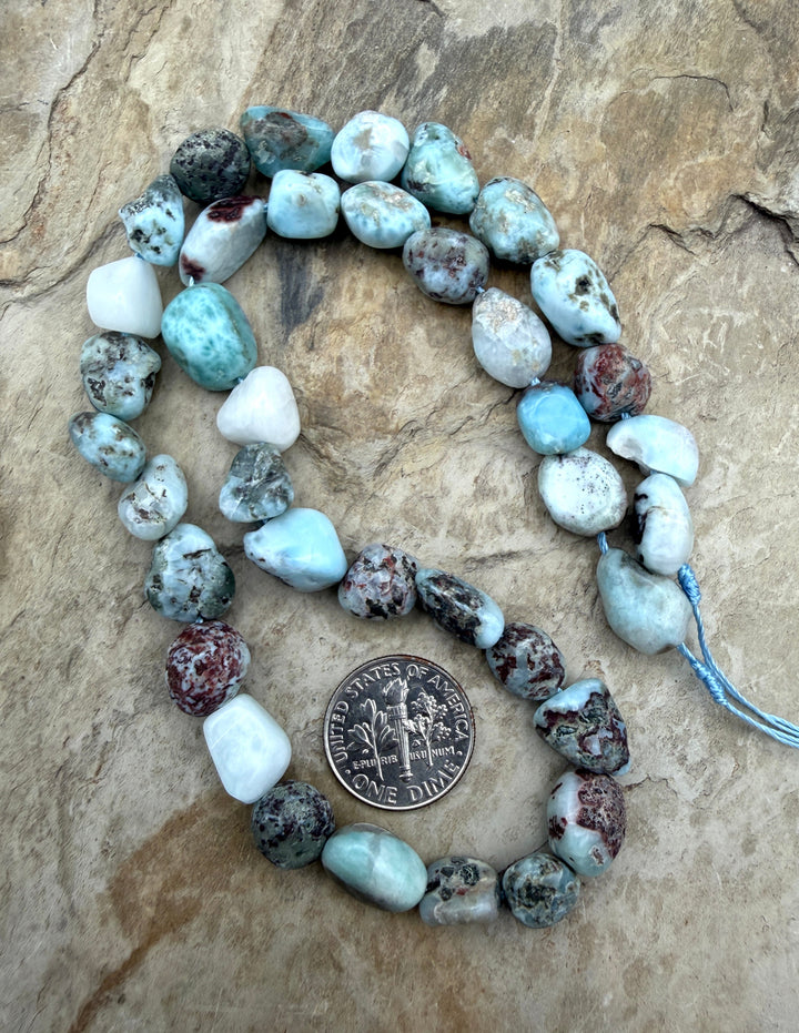 FRIDAY BARGAIN Larimar Nugget Beads 8-12mm ONE 15 Inch
