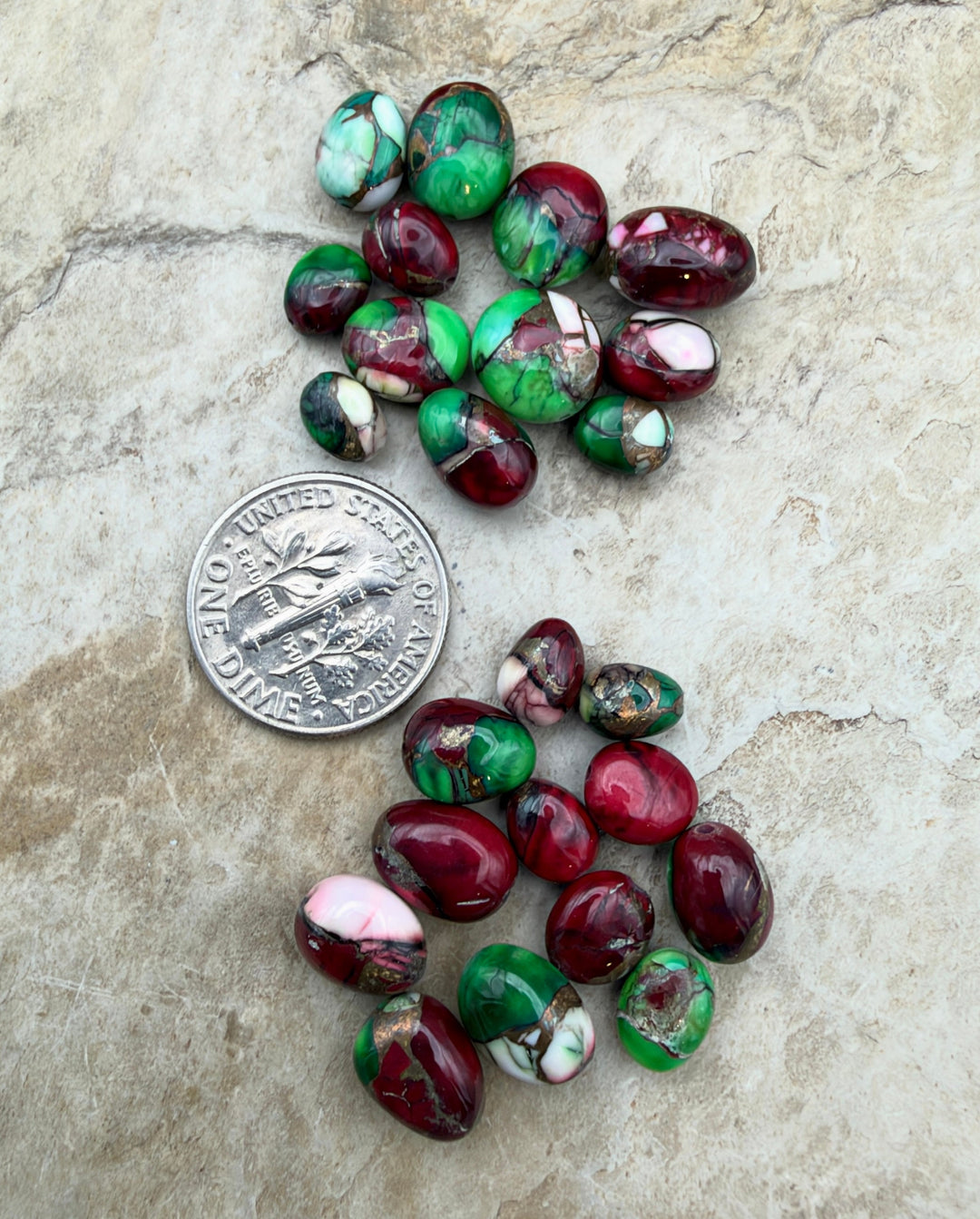 FRIDAY BARGAIN LOT of 12 Christmas Dahlia Nugget Beads
