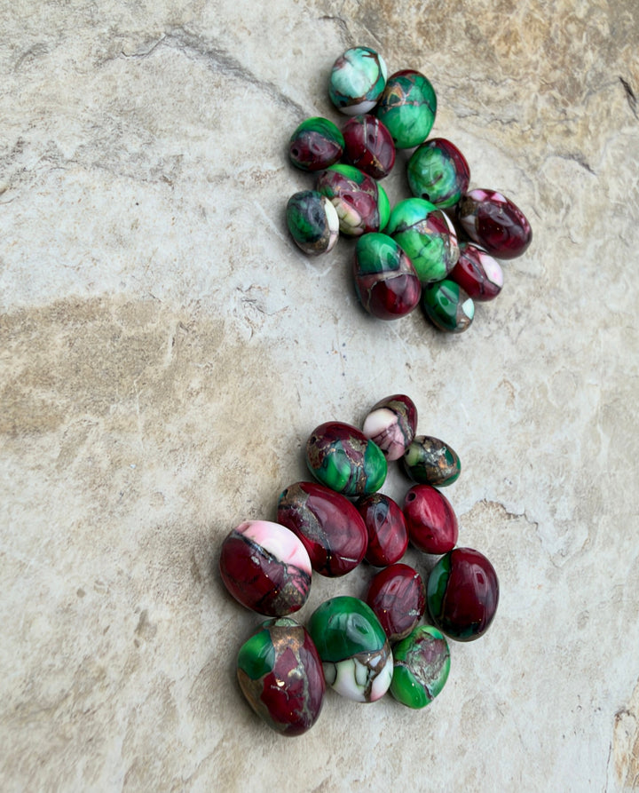 FRIDAY BARGAIN LOT of 12 Christmas Dahlia Nugget Beads