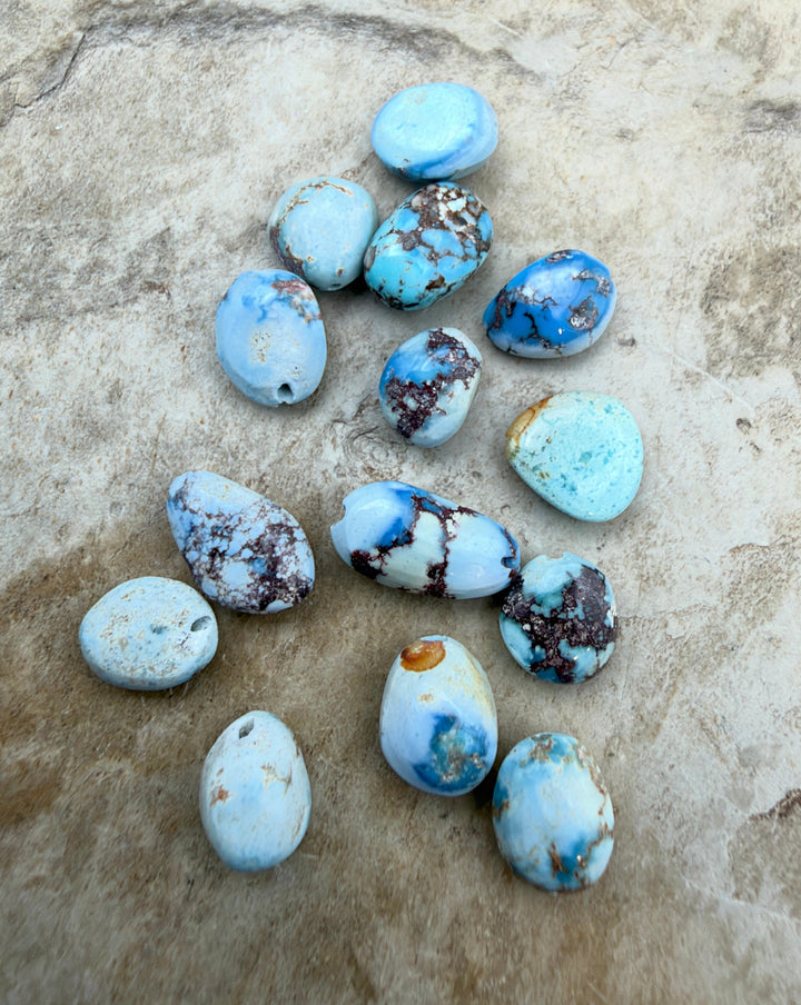 FRIDAY BARGAIN LOT of 14 Golden Hills Turquoise Irregular