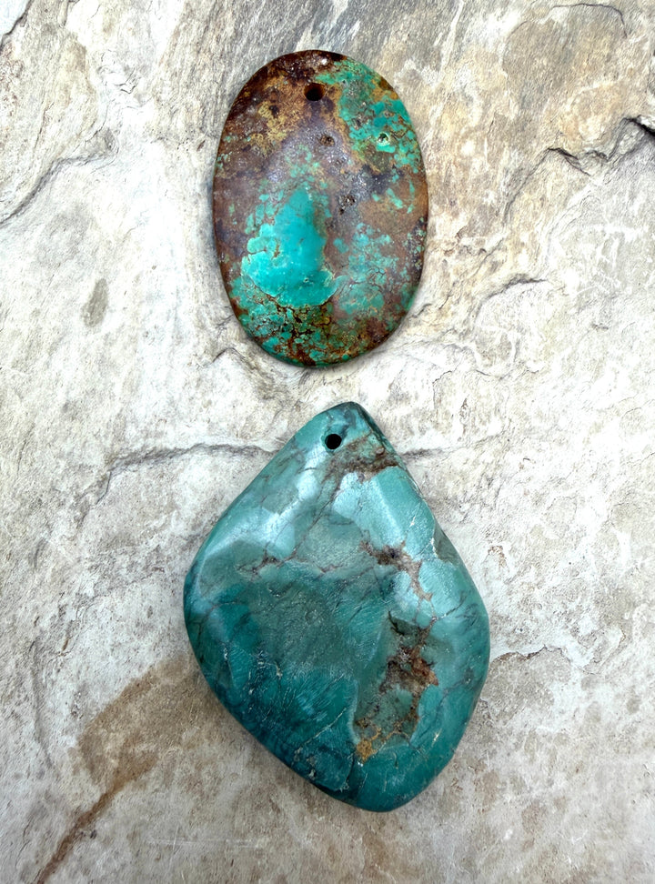 FRIDAY BARGAIN LOT of 2 BIG Hubei Turquoise Focal Beads