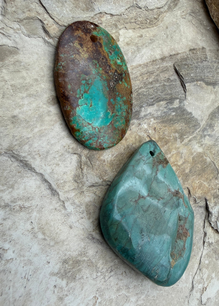 FRIDAY BARGAIN LOT of 2 BIG Hubei Turquoise Focal Beads