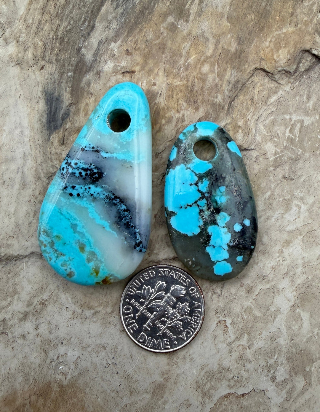 FRIDAY BARGAIN LOT of 2 Kingman Turquoise Big Hole Beads
