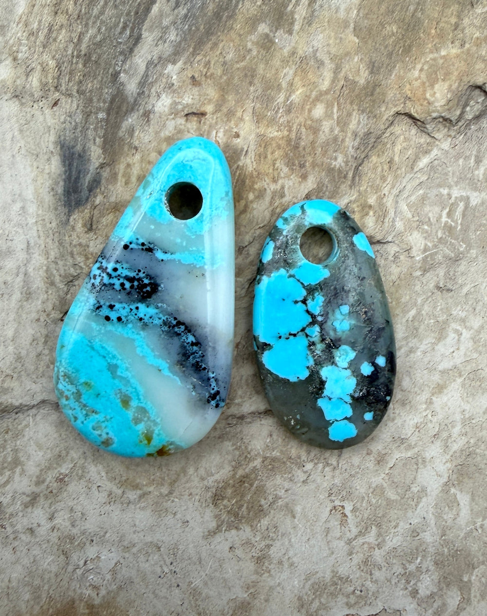 FRIDAY BARGAIN LOT of 2 Kingman Turquoise Big Hole Beads