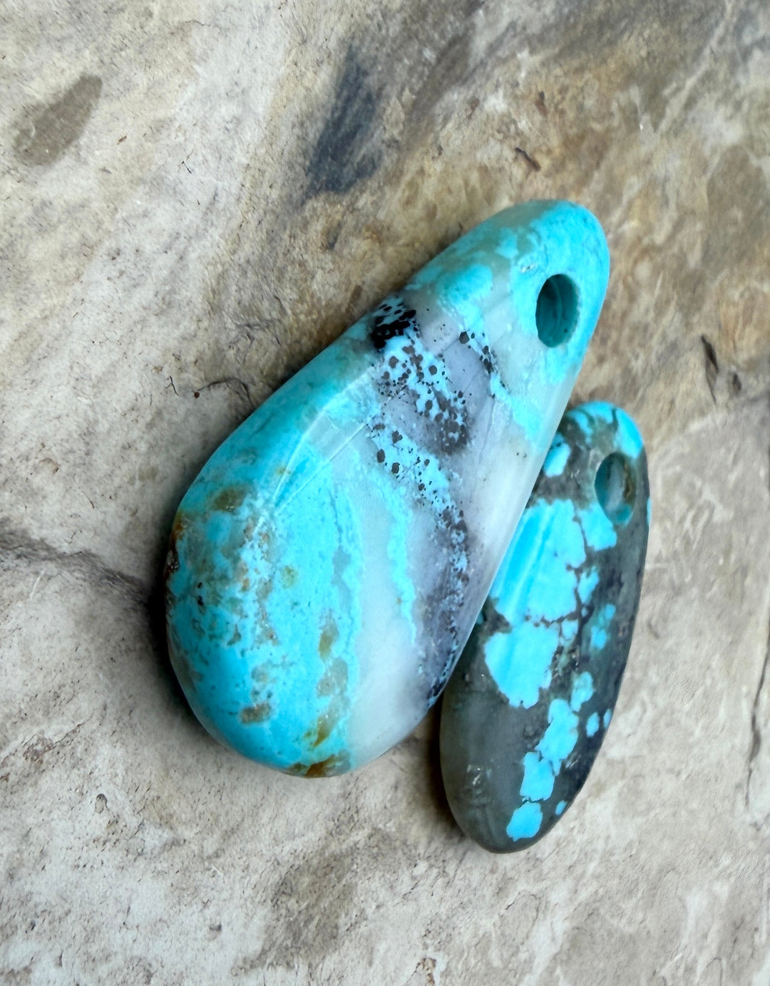 FRIDAY BARGAIN LOT of 2 Kingman Turquoise Big Hole Beads