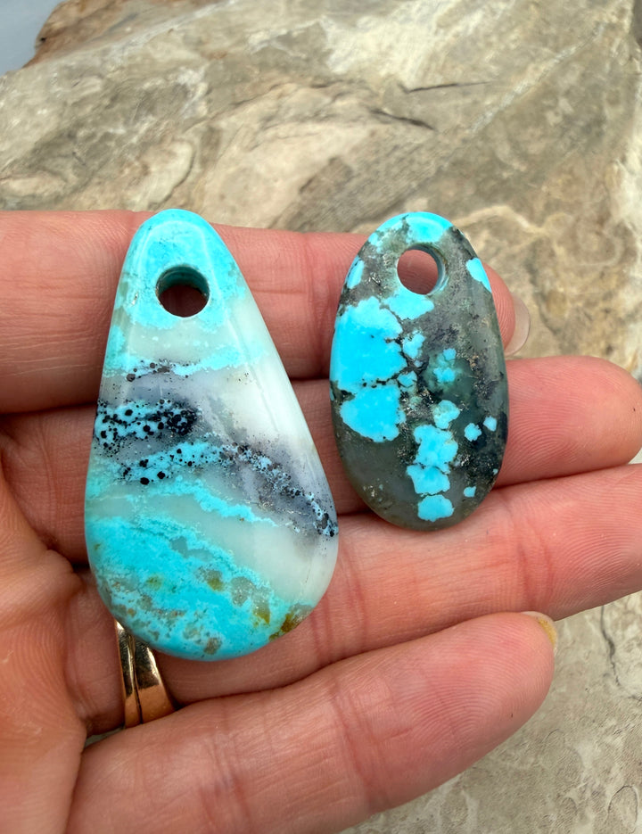 FRIDAY BARGAIN LOT of 2 Kingman Turquoise Big Hole Beads