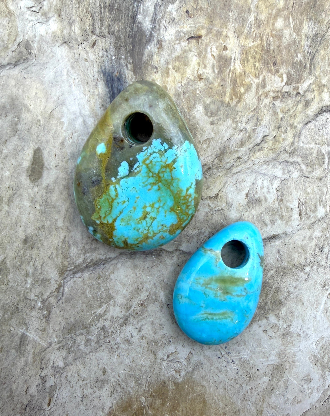 FRIDAY BARGAIN LOT of 2 Kingman Turquoise (Large Hole)