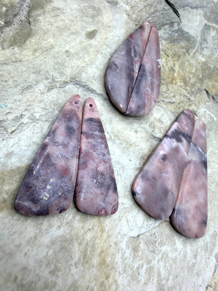 FRIDAY BARGAIN LOT of 2 Pink Stromatolite Earring Slab bead