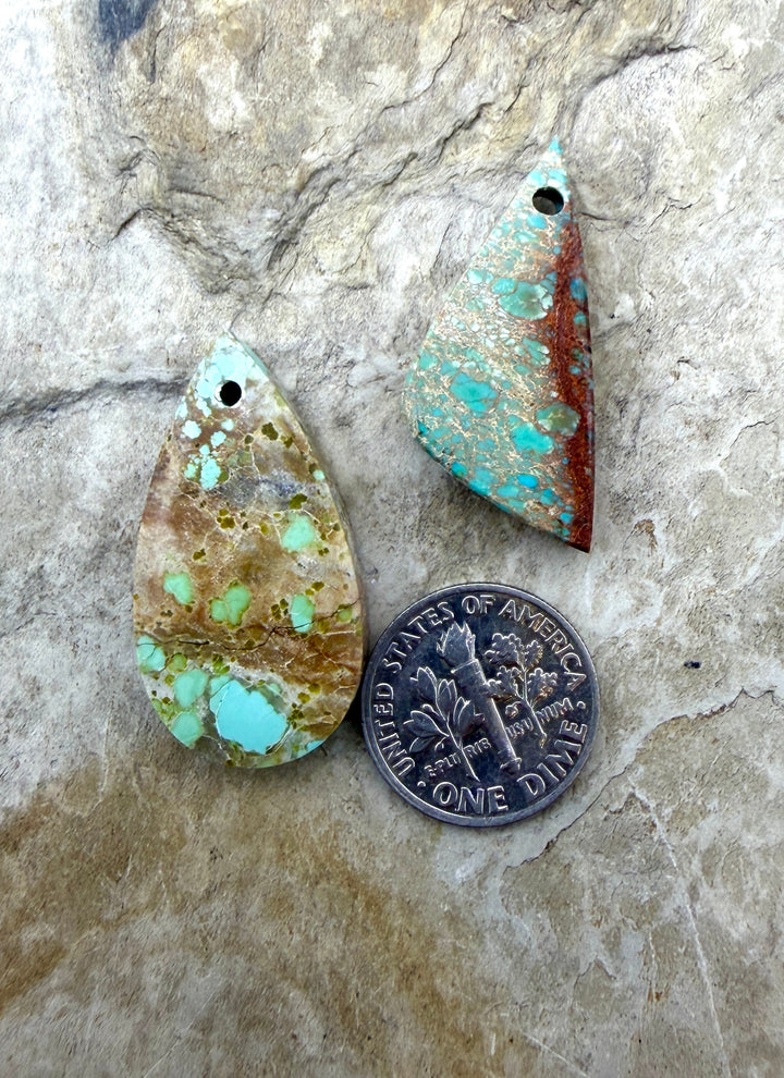 FRIDAY BARGAIN LOT of 2 Turquoise Focal Pendant Beads