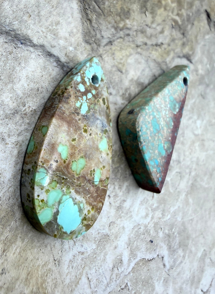 FRIDAY BARGAIN LOT of 2 Turquoise Focal Pendant Beads