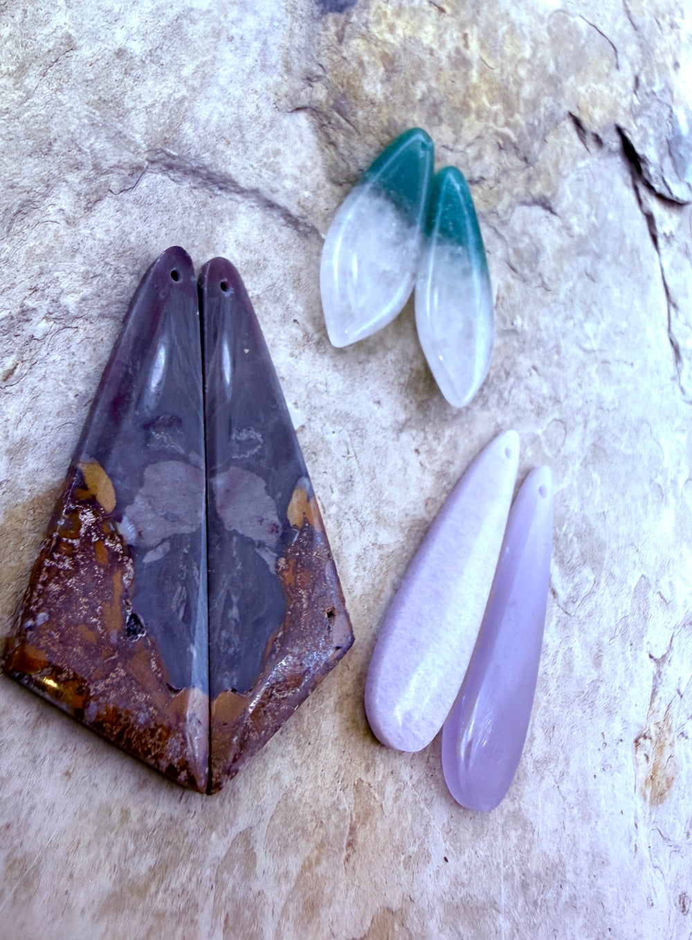 FRIDAY BARGAIN LOT of 3 Earring Slab Pairs Lepidolite