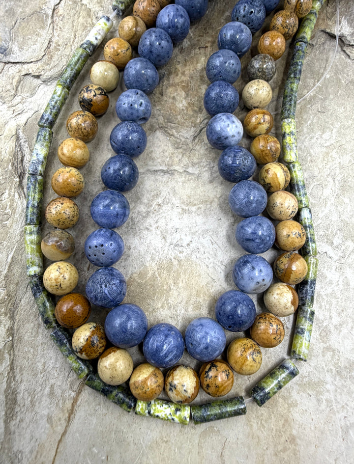FRIDAY BARGAIN LOT of 3 Full Bead Strands Blue Sponge Coral