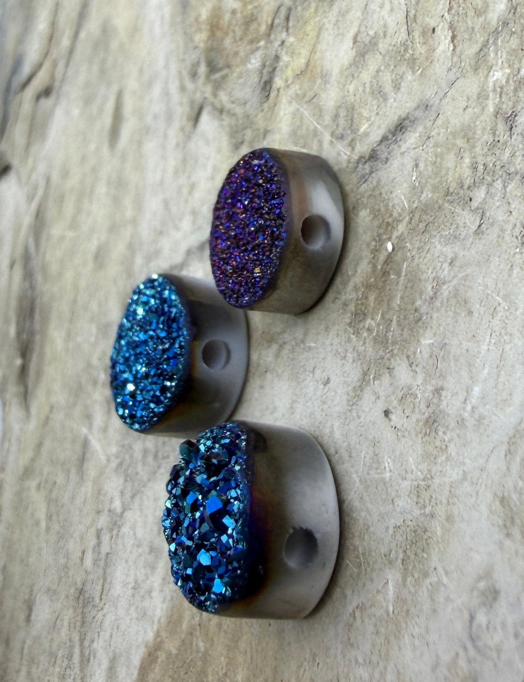 FRIDAY BARGAIN LOT of 3 High End Titanium Coated Druzy