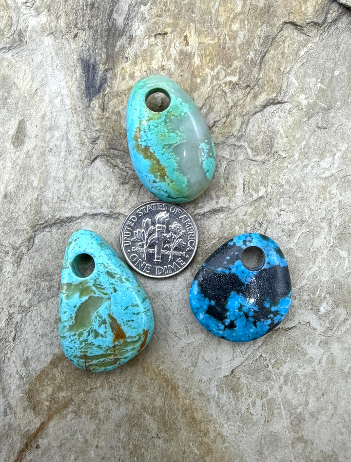 FRIDAY BARGAIN LOT of 3 Kingman Turquoise Pendants