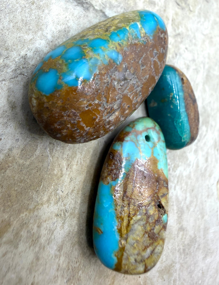 FRIDAY BARGAIN LOT of 3 Large Royston Turquoise Focal Beads