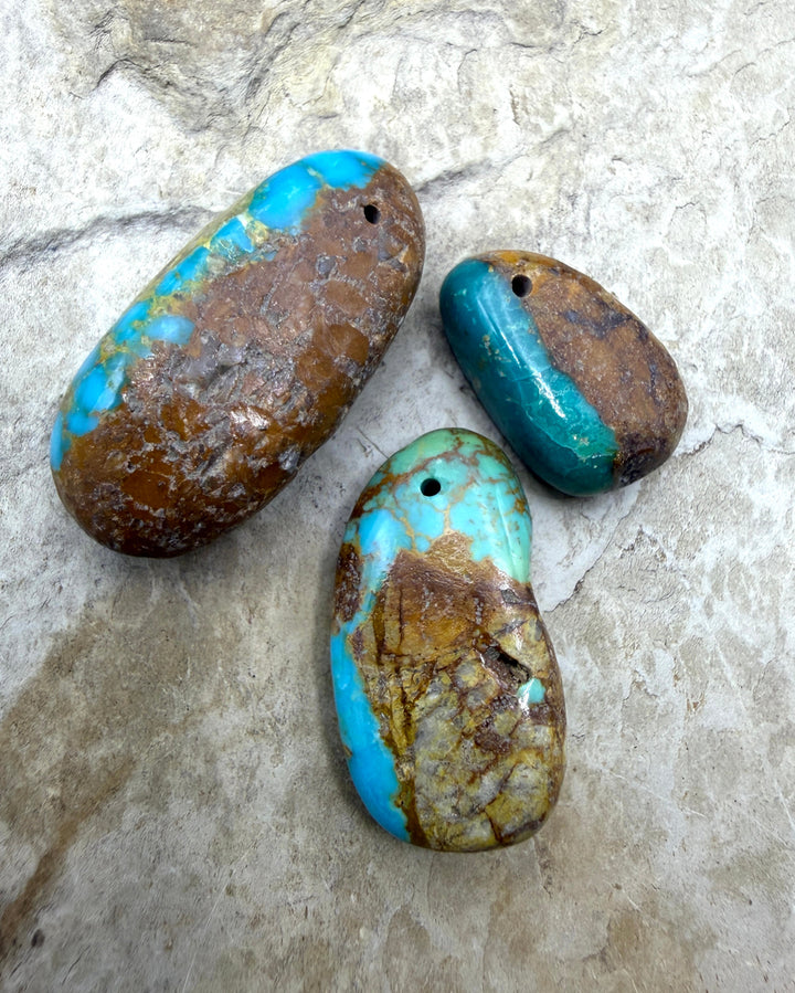 FRIDAY BARGAIN LOT of 3 Large Royston Turquoise Focal Beads