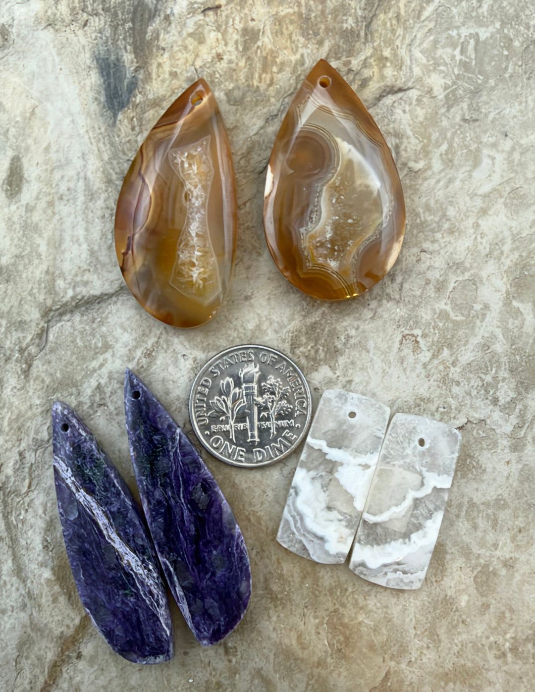 FRIDAY BARGAIN LOT of 3 Matching Earring Slab Bead Pairs
