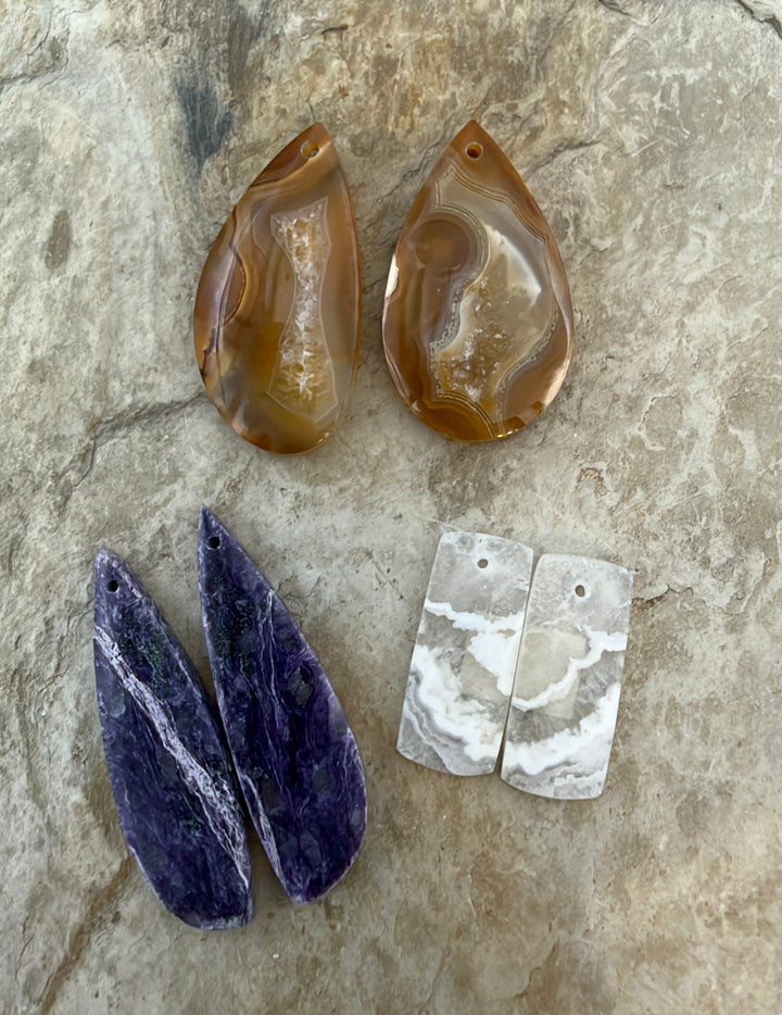 FRIDAY BARGAIN LOT of 3 Matching Earring Slab Bead Pairs