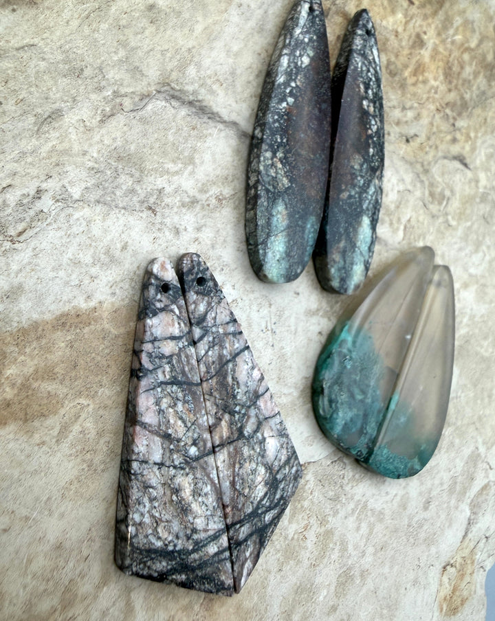 FRIDAY BARGAIN LOT of 3 Matching Earring Slab Bead Pairs
