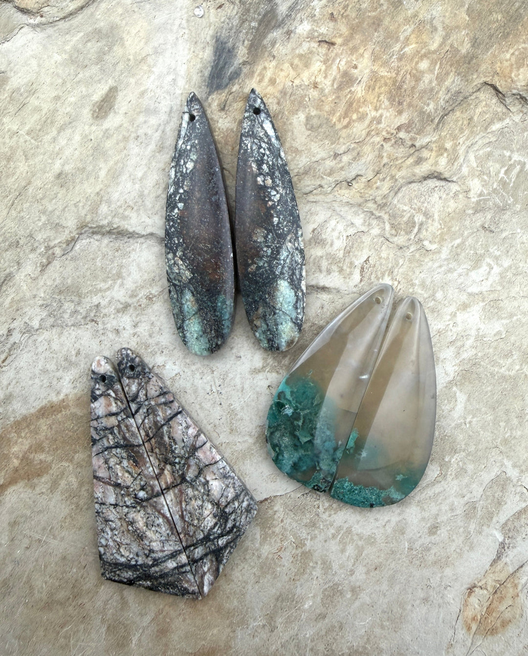 FRIDAY BARGAIN LOT of 3 Matching Earring Slab Bead Pairs