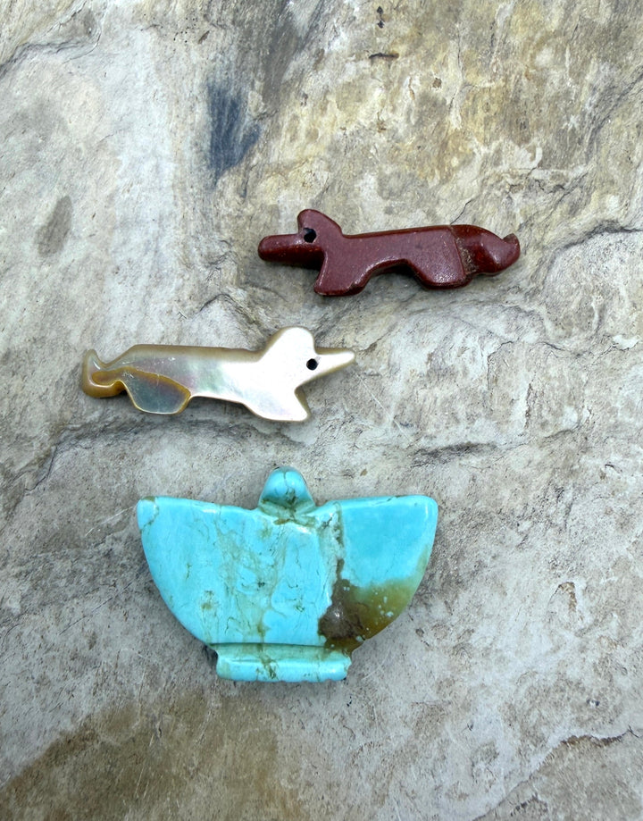 FRIDAY BARGAIN LOT of 3 Vintage Carved Fetish Beads