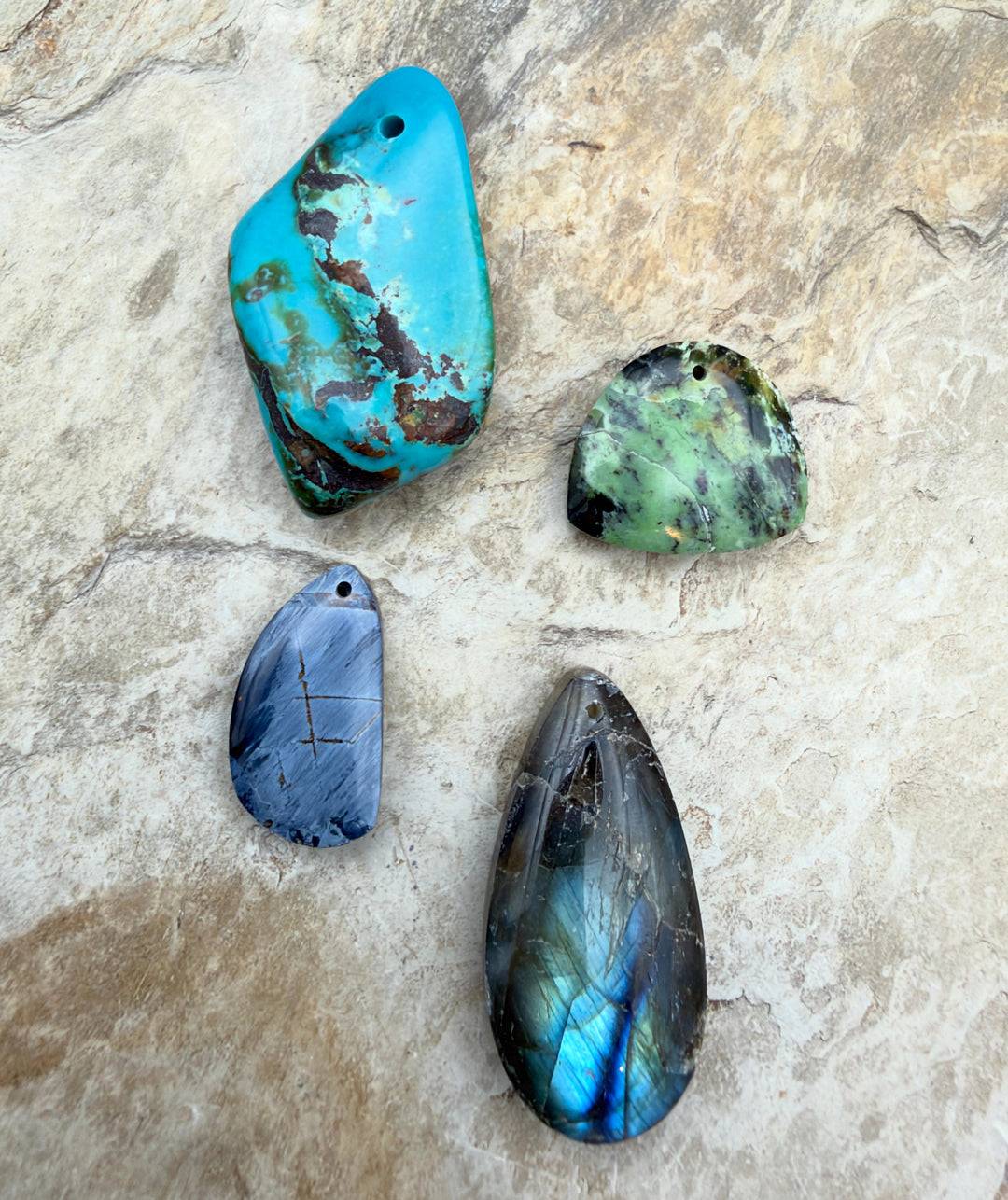 FRIDAY BARGAIN LOT of 4 Focal Pendant Beads Labradorite