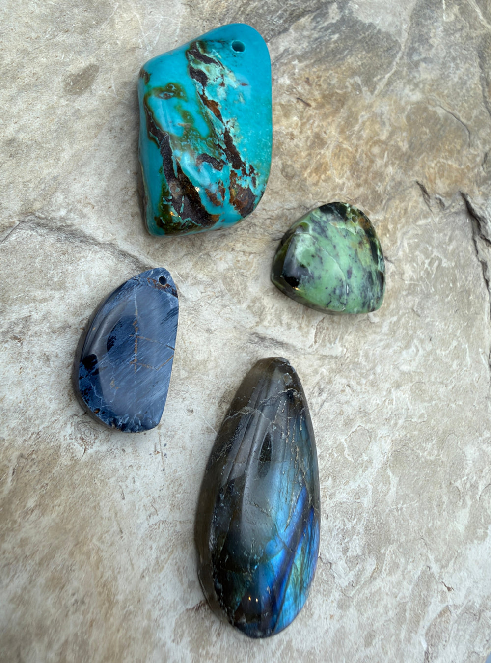 FRIDAY BARGAIN LOT of 4 Focal Pendant Beads Labradorite