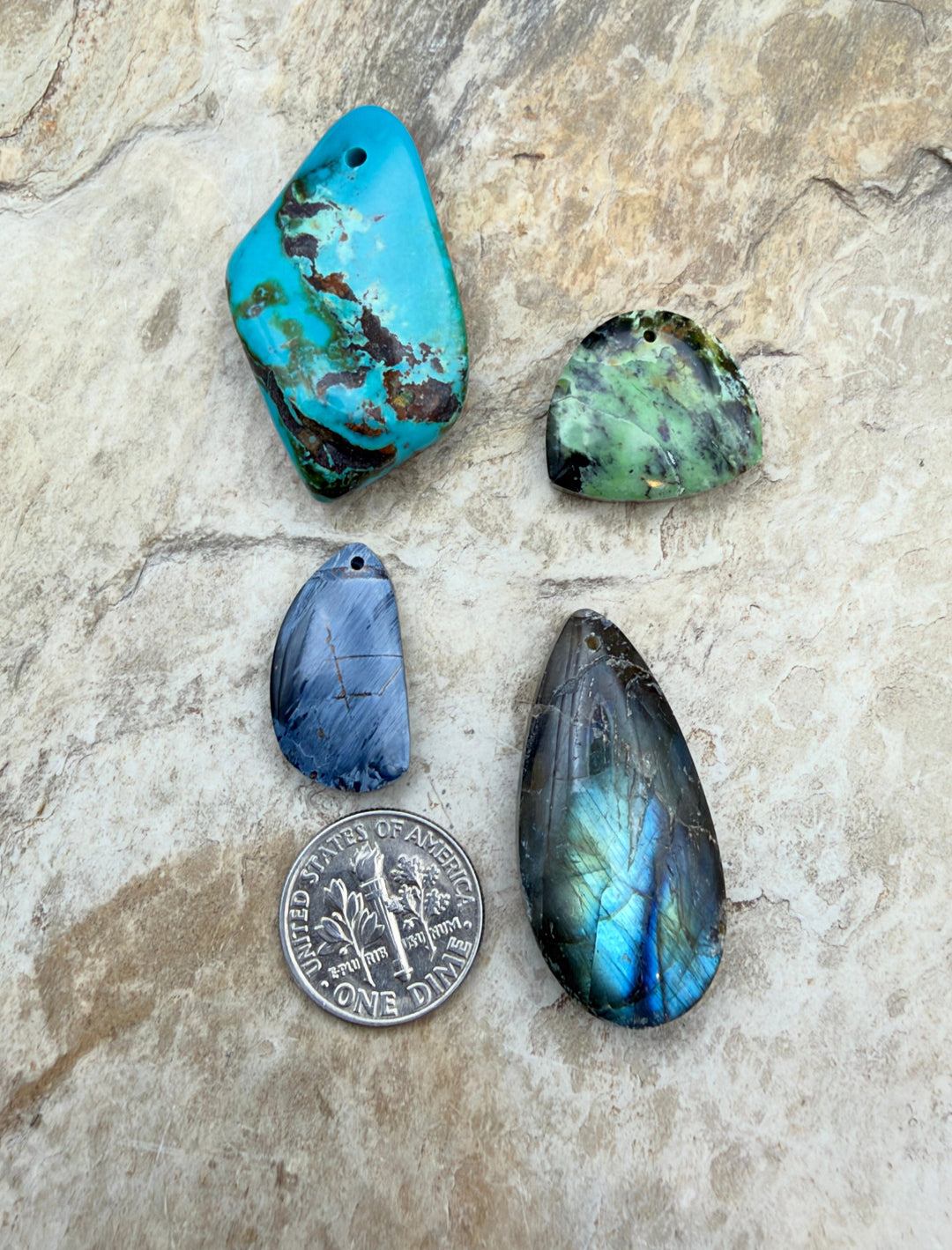 FRIDAY BARGAIN LOT of 4 Focal Pendant Beads Labradorite