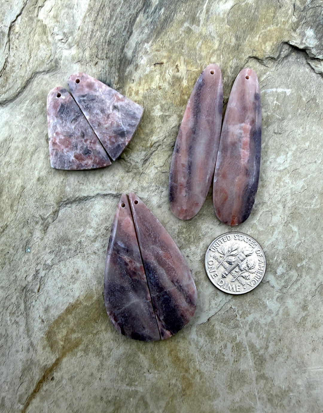 FRIDAY BARGAIN LOT of 4 Pink Stromatolite Earring Slab bead