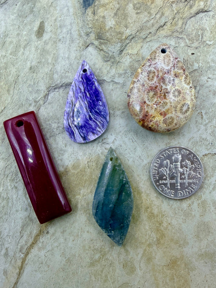 FRIDAY BARGAIN LOT of 4 Premium Focal Pendant Beads Fossil