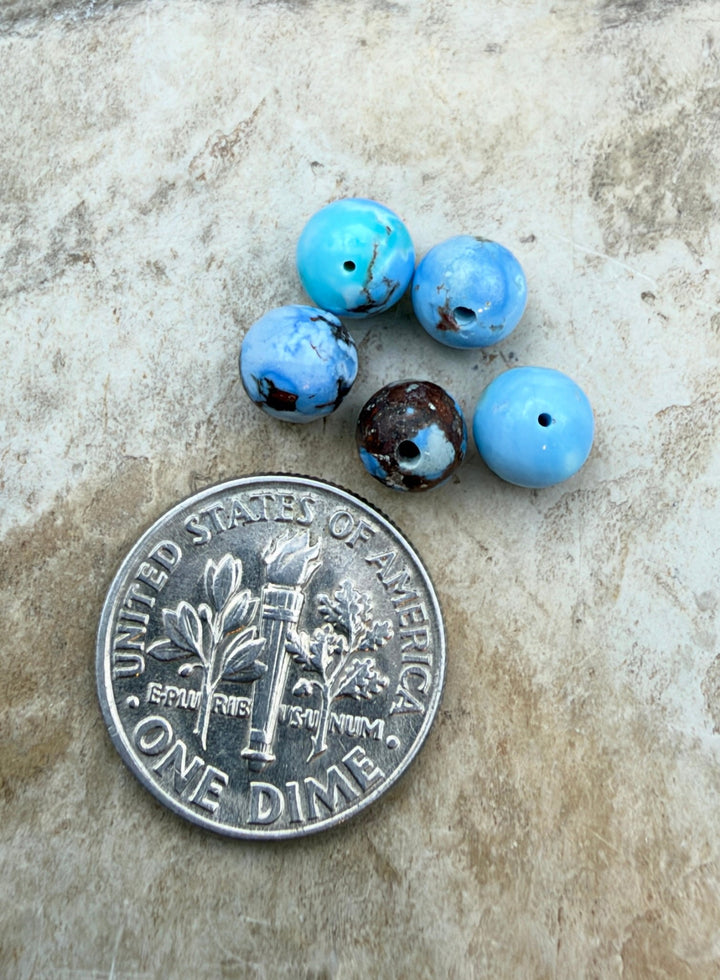 FRIDAY BARGAIN LOT of 5 Golden Hills Turquoise 6mm Round