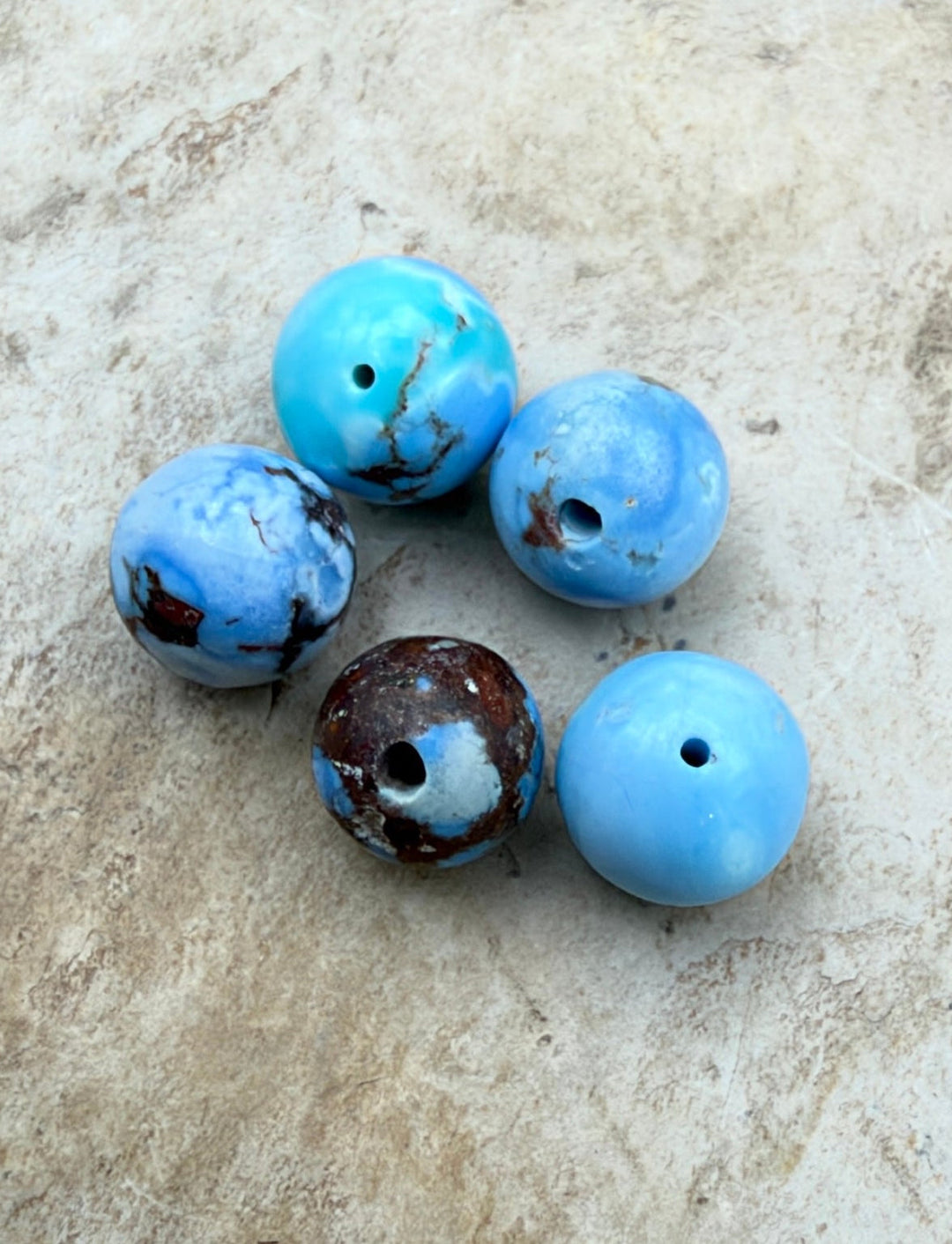 FRIDAY BARGAIN LOT of 5 Golden Hills Turquoise 6mm Round