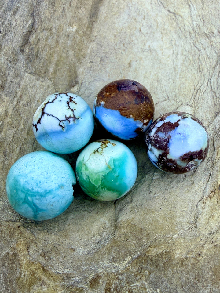 FRIDAY BARGAIN LOT of 5 Golden Hills Turquoise Round Beads