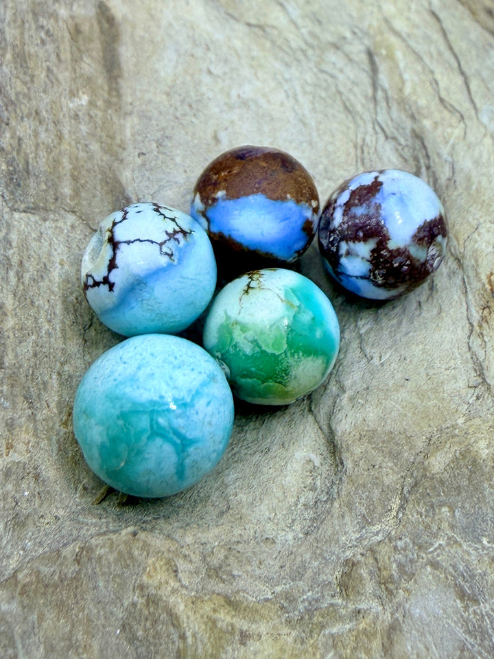 FRIDAY BARGAIN LOT of 5 Golden Hills Turquoise Round Beads