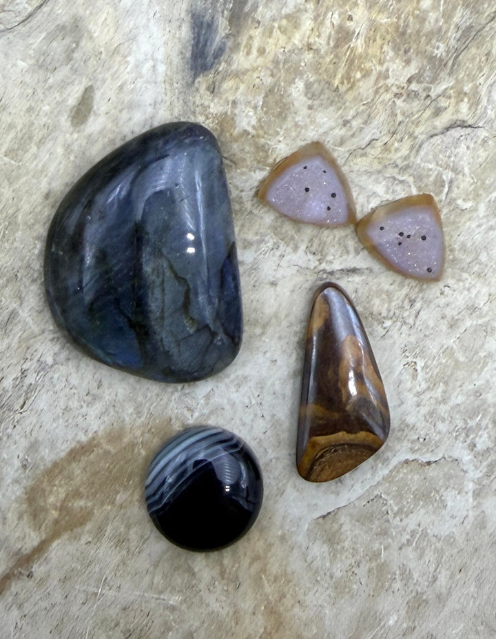 FRIDAY BARGAIN LOT of 5 Mixed Cabochons Labradorite Natural