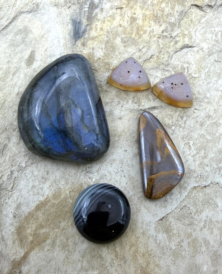 FRIDAY BARGAIN LOT of 5 Mixed Cabochons Labradorite Natural