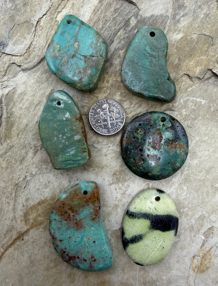 FRIDAY BARGAIN LOT of 6 Hubei Turquoise Focal Pendants